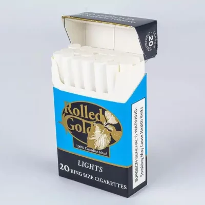 An Open Pack of Rolled Gold Lights Cigarettes
